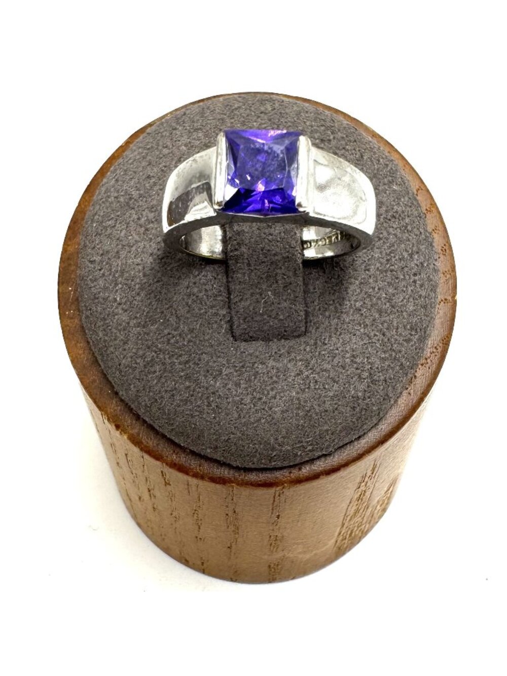 18k Electroplated Over Copper Rectangle Amethyst Statement Ring Size 6.75